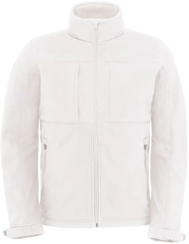 B&C Collection Hooded Softshell – Herren 3-Lagen Kapuzen Softshell Jacke – White