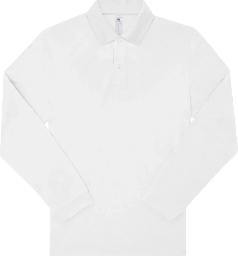 B&C Collection My Polo 180 LSL – Piqué Polo langarm – White