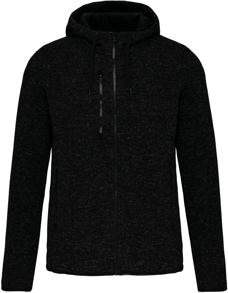 Kariban PA 366 – Damen Melange Kapuzen Strickfleece Jacke – Dark Grey Melange