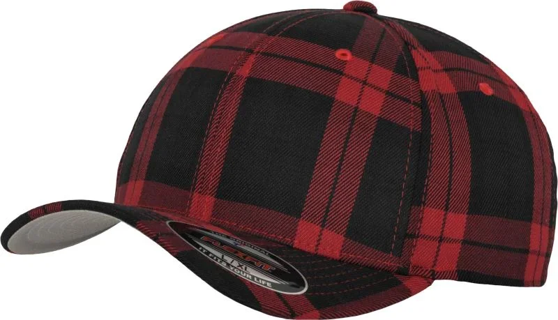 Flexfit 6197 – 6 Panel Kappe "Tartan Plaid" – Black/Red