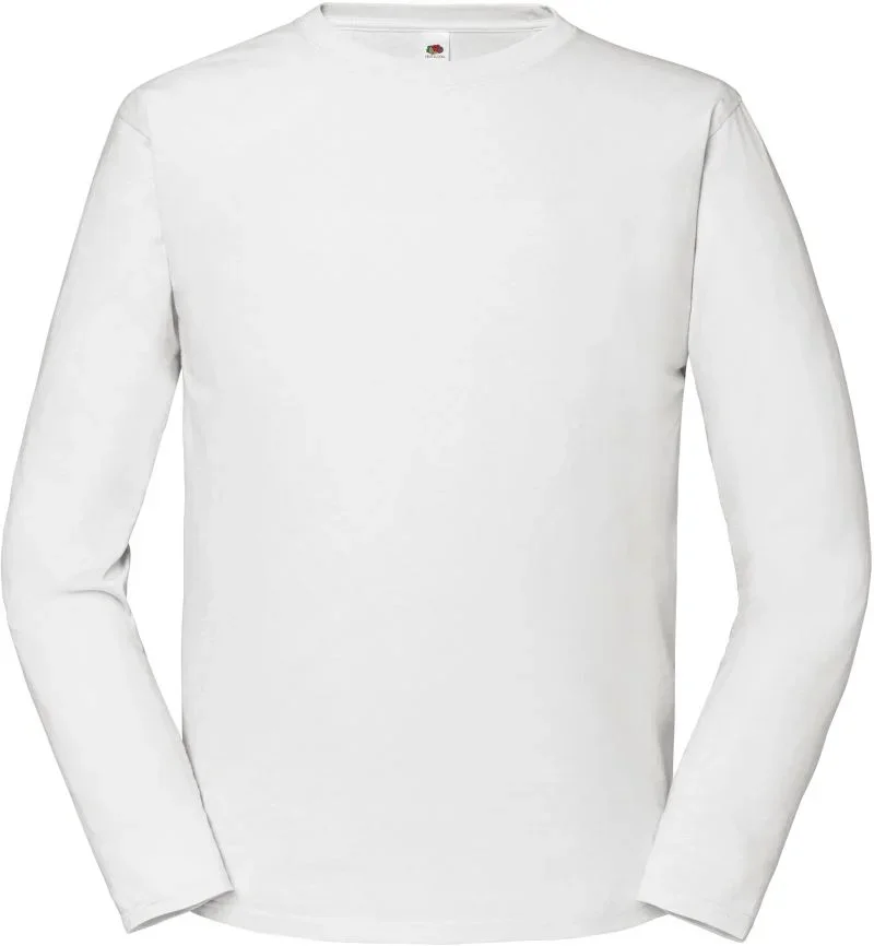 Fruit of the Loom Iconic 195 LSL – Schweres Herren T-Shirt langarm – White