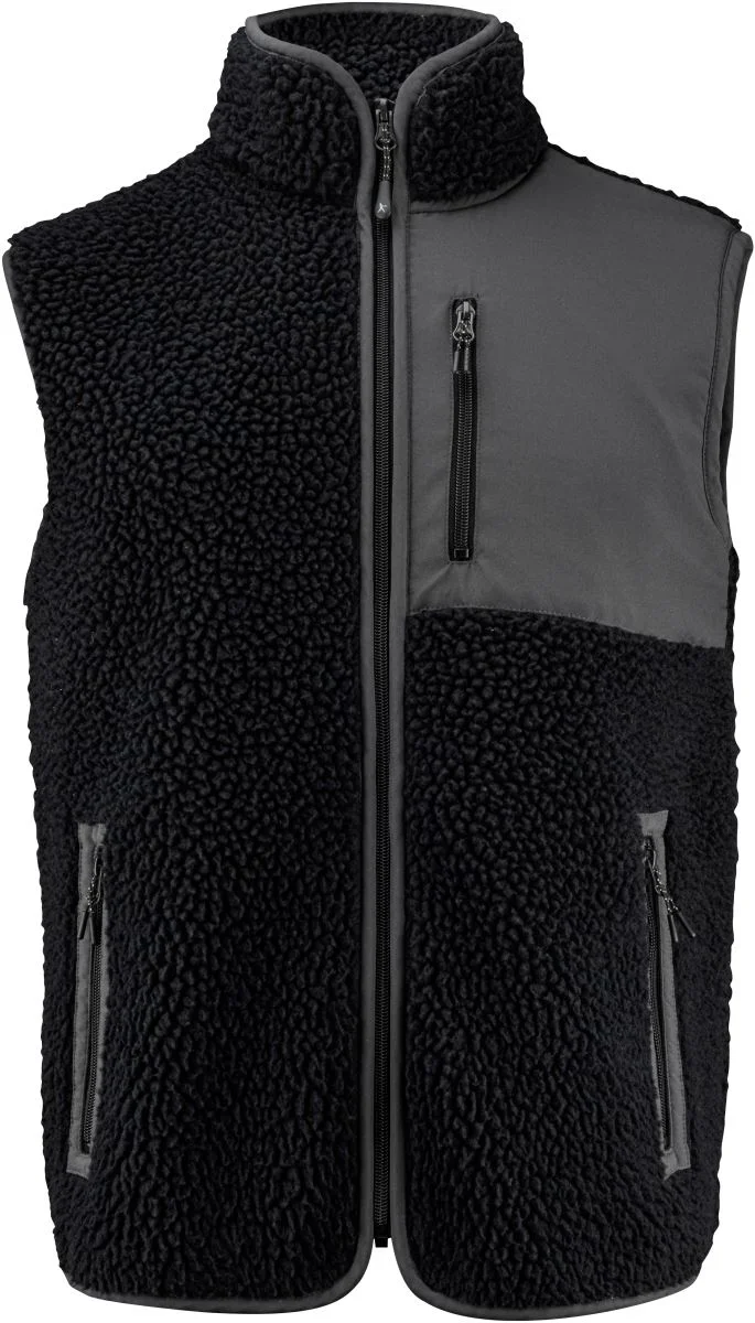 James Harvest Kingsley Fleece Vest Men – Herren Sherpa Fleece Weste "Two-Tone" – Black