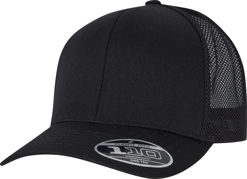 Flexfit 110T – 6 Panel Trucker Kappe – Black/Black