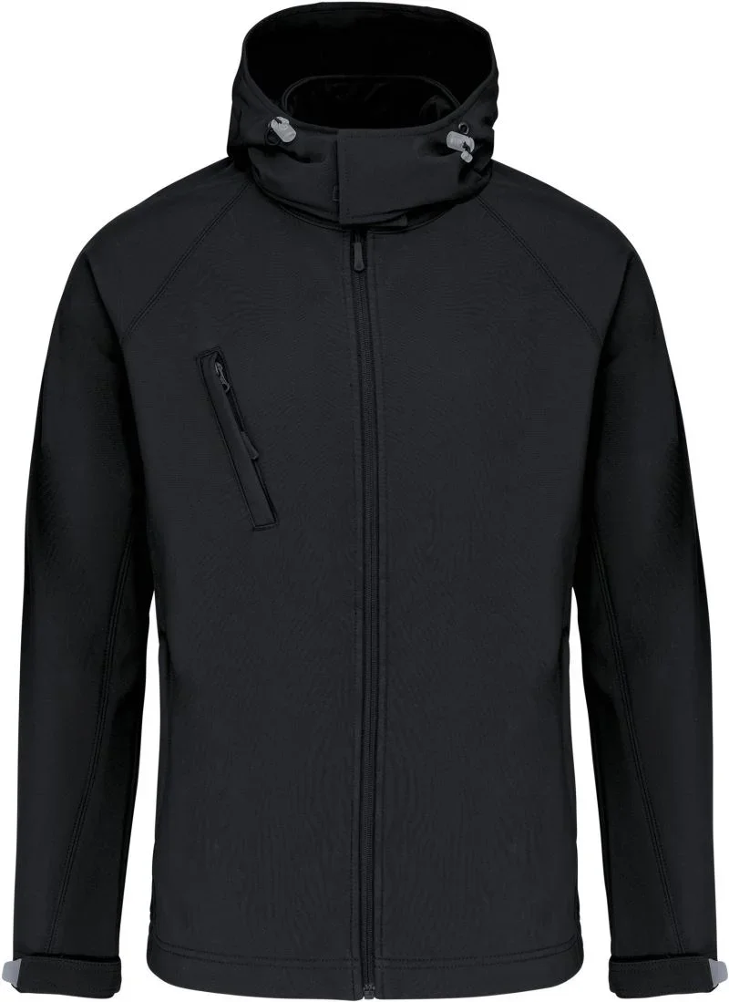 Kariban K 413 – Herren 3-Lagen Kapuzen Softshell Jacke – Black