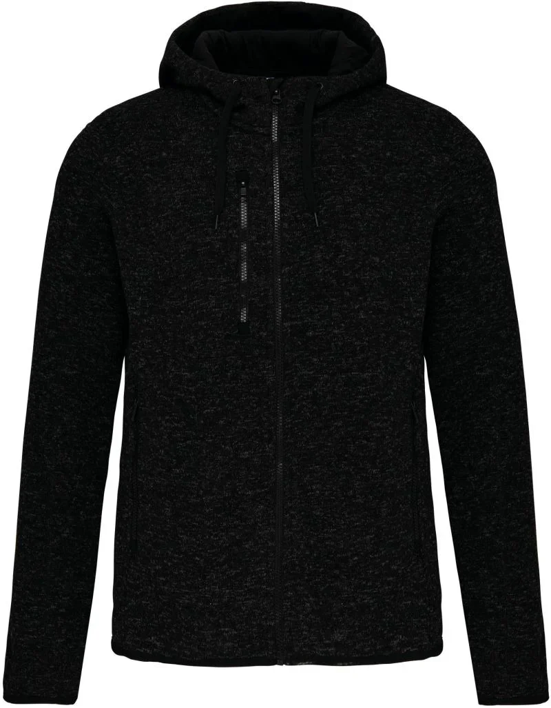 Kariban PA 365 – Herren Melange Kapuzen Strickfleece Jacke – Dark Grey Melange