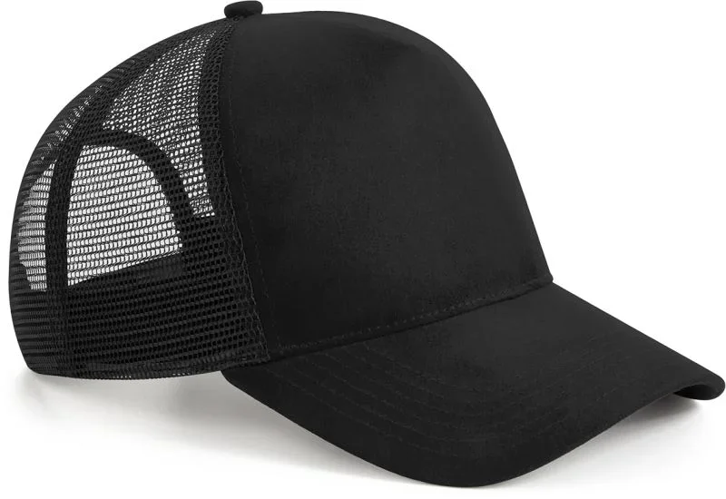 Beechfield B 643 – 5 Panel Kappe "Suede Snapback Trucker" – Black