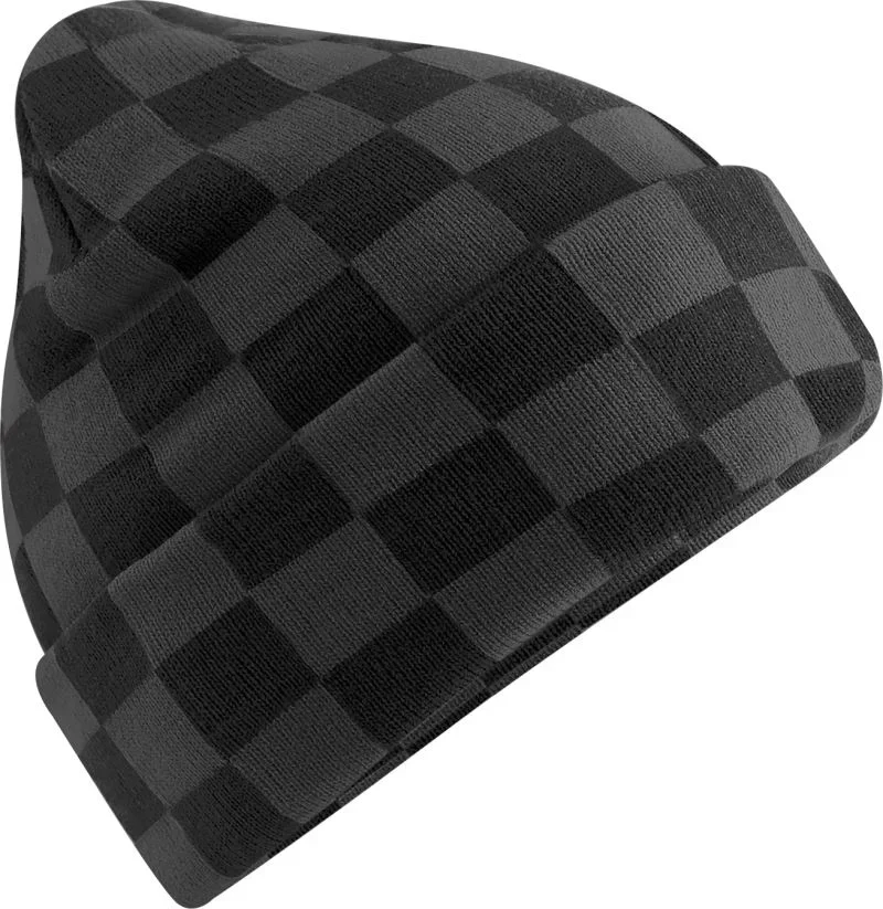 Beechfield B 531 – Strickmütze "Checkerboard" – Black/Charcoal