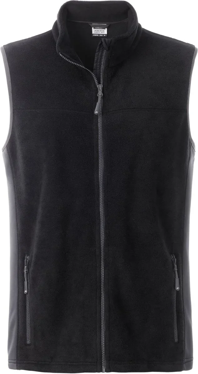 James & Nicholson JN 856 – Herren Workwear Fleece Gilet - Strong – Black/Carbon