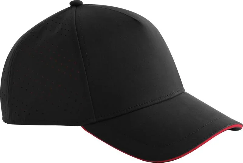 Beechfield B 155R – 5 Panel Sandwich Kappe "Accelerate" – Black/Red