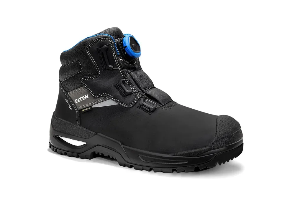 ELTEN STEFANO XXSG BOA® GTX® black-blue Mid ESD S3S WR – Schwarz/Blau