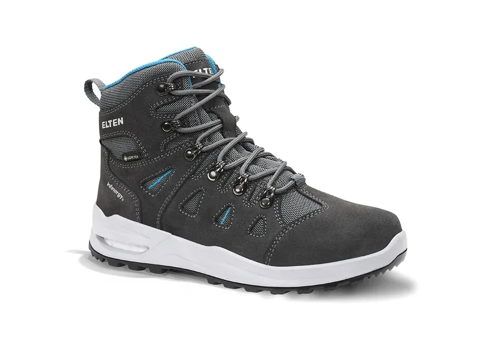 ELTEN ENYA XXF GTX® grey-turquoise Mid ESD O2 WR – Grau/Türkis