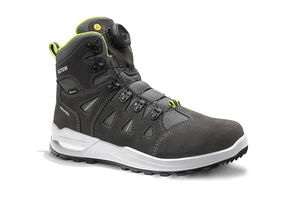 ELTEN RILEY XXF BOA® GTX® grey-lime Mid ESD O2 WR – Grau/Grün
