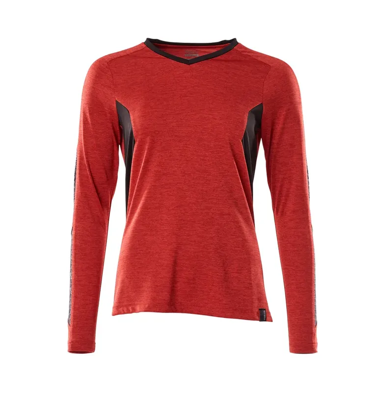 MASCOT® ACCELERATE Langarmshirt 18091-810 – Verkehrsrot meliert/Schwarz