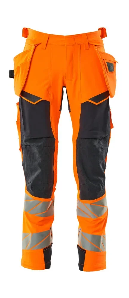 MASCOT® ACCELERATE SAFE Hose mit Hängetaschen 19031-711 – Hi-vis Orange/Schwarzblau