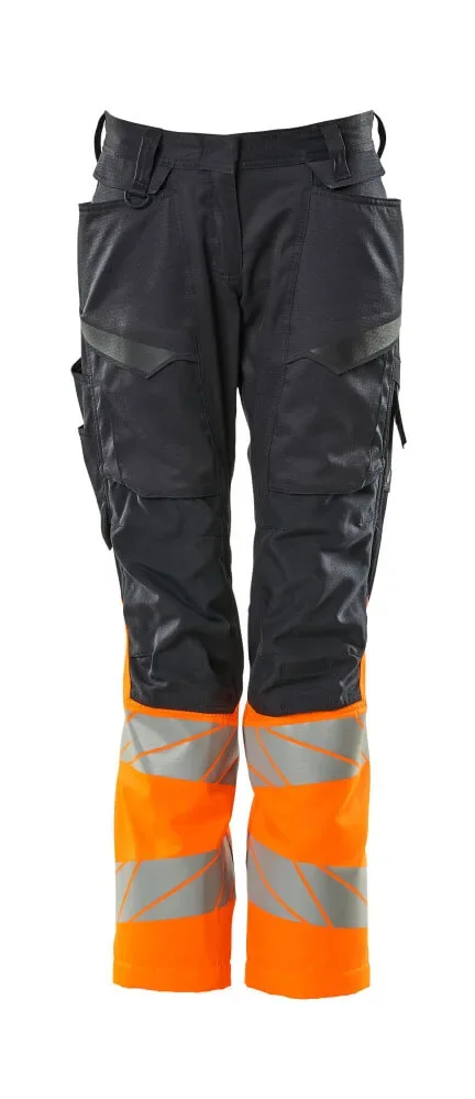 MASCOT® ACCELERATE SAFE Hose mit Knietaschen 19678-236 – Schwarzblau/Hi-vis Orange